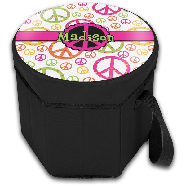 Peace Sign Collapsible Personalized Cooler & Seat (Closed)