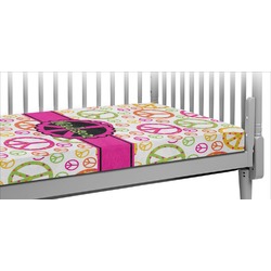 Peace Sign Crib Fitted Sheet (Personalized)