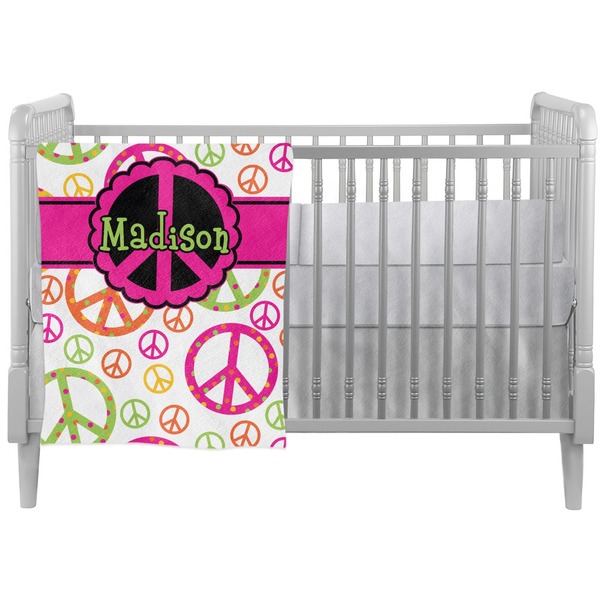 Custom Peace Sign Crib Comforter / Quilt (Personalized)
