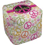 Peace Sign Cube Pouf Ottoman (Personalized)