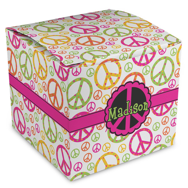 Custom Peace Sign Cube Favor Gift Boxes (Personalized)
