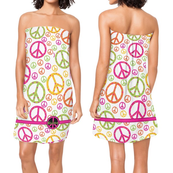 Peace Sign Custom Bath Wrap - Front & Back View