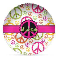 Peace Sign Microwave Safe Plastic Plate - Composite Polymer (Personalized)
