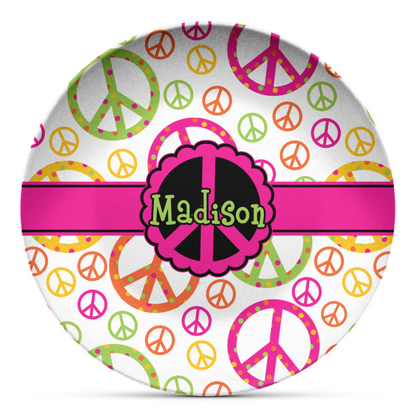 Custom Peace Sign Microwave Safe Plastic Plate - Composite Polymer (Personalized)