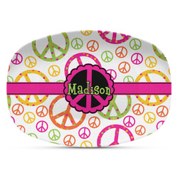 Peace Sign Plastic Platter - Microwave & Oven Safe Composite Polymer (Personalized)