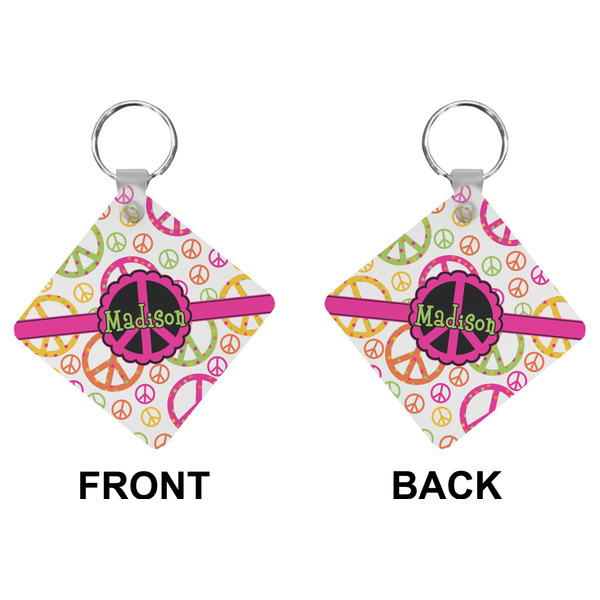 Peace Sign Diamond Keychain (Front + Back)