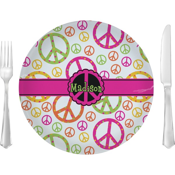 Custom Peace Sign Glass Lunch / Dinner Plate 10" (Personalized)