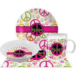 Peace Sign Dinner Set - Single 4 Pc Setting w/ Name or Text