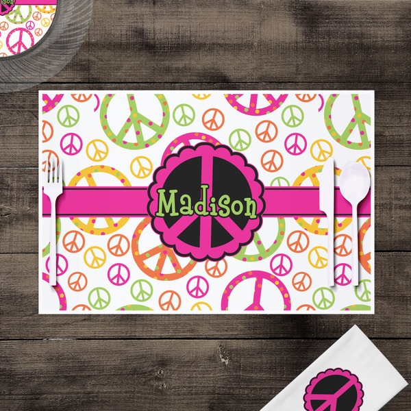 Peace Sign Disposable Paper Placemat - In Context