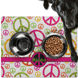 Peace Sign Dog Food Mat - Large w/ Name or Text