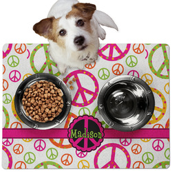 Peace Sign Dog Food Mat - Medium w/ Name or Text