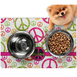 Peace Sign Dog Food Mat - Small w/ Name or Text