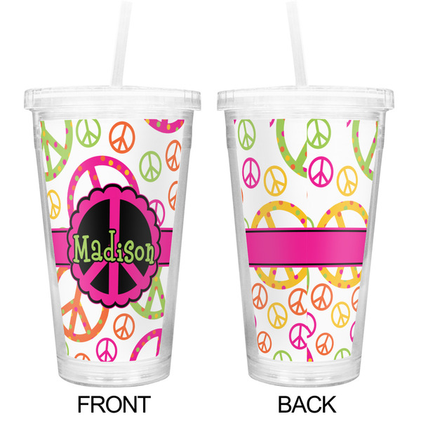Peace Sign Double Wall Tumbler with Straw - Approval