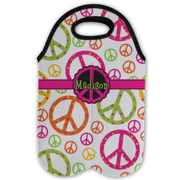 Peace Sign Double Wine Tote - Flat (new)