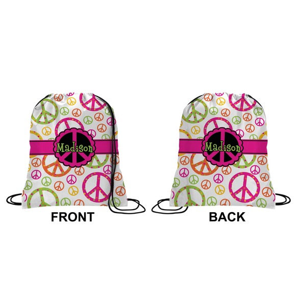 Peace Sign Drawstring Backpack Front & Back Small