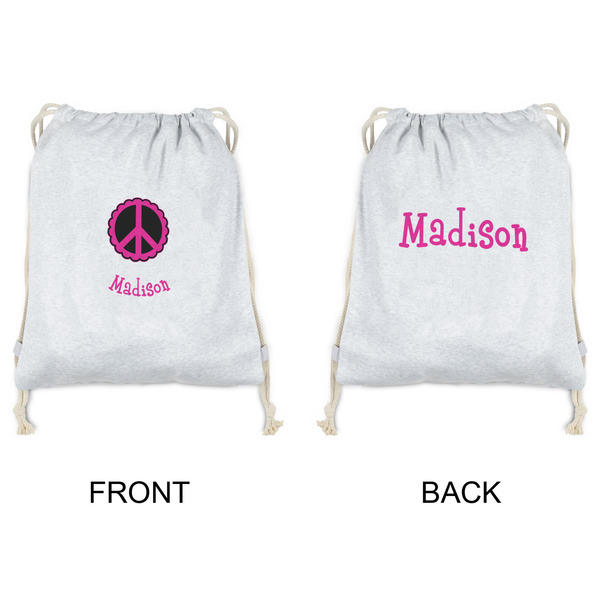 Peace Sign Drawstring Backpacks - Sweatshirt Fleece - Double Sided - APPROVAL