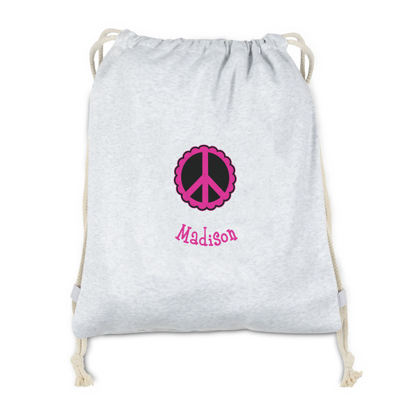 Custom Peace Sign Drawstring Backpack - Sweatshirt Fleece - Double Sided (Personalized)
