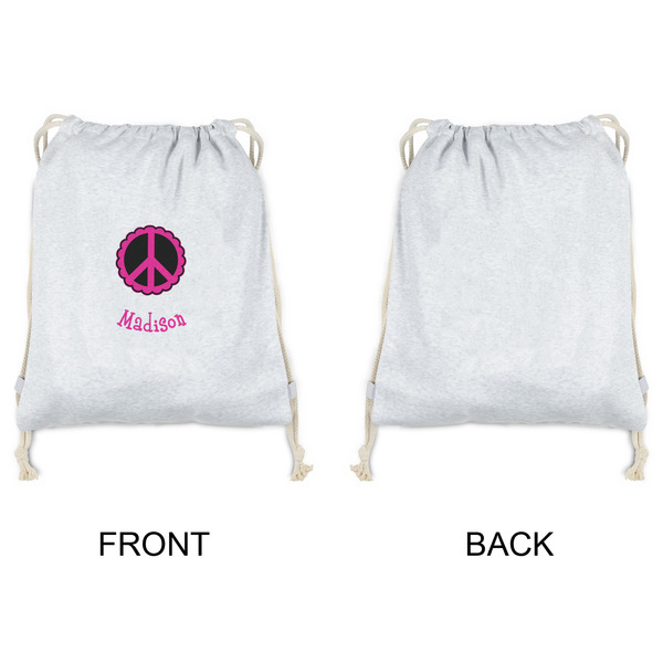 Peace Sign Drawstring Backpacks - Sweatshirt Fleece - Single Sided - APPROVAL