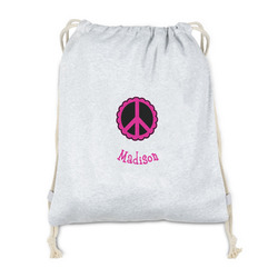 Peace Sign Drawstring Backpack - Sweatshirt Fleece (Personalized)