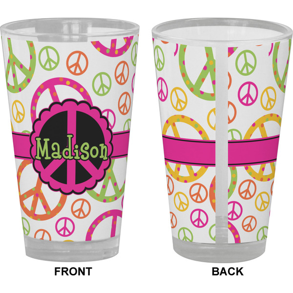 Peace Sign Pint Glass - Full Color - Front & Back Views