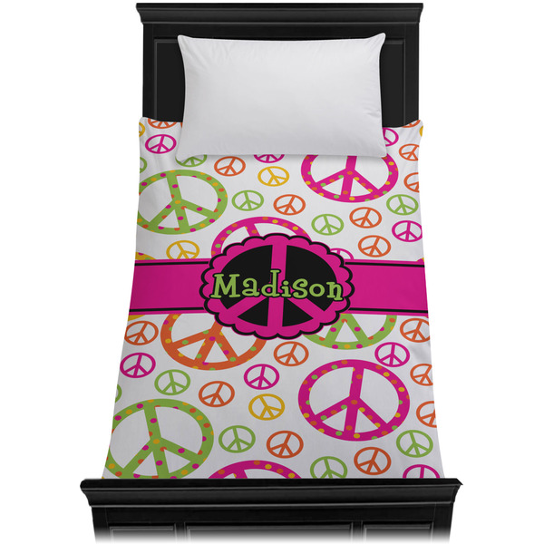 Peace Sign Duvet Cover - Twin XL - On Bed - No Prop