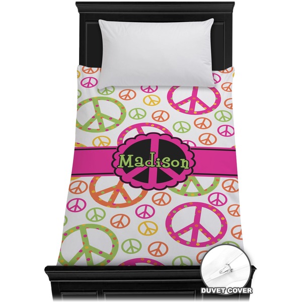 Custom Peace Sign Duvet Cover - Twin (Personalized)
