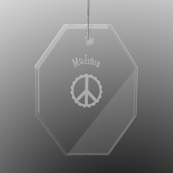 Peace Sign Engraved Glass Ornaments - Octagon