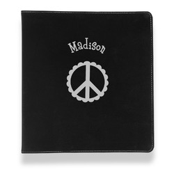 Peace Sign Leather Binder - 1" - Black (Personalized)