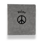 Peace Sign Leather Binder - 1" - Grey (Personalized)