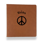 Peace Sign Leather Binder - 1" - Rawhide (Personalized)