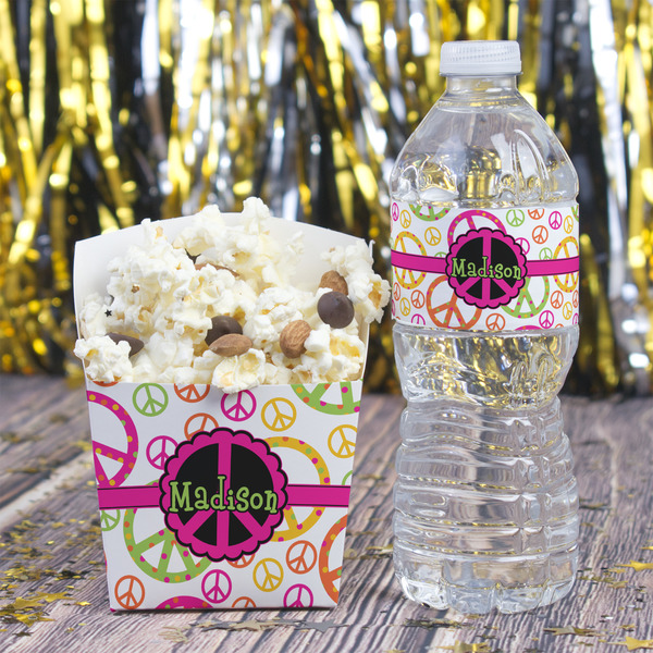 Peace Sign French Fry Favor Box - w/ Water Bottle