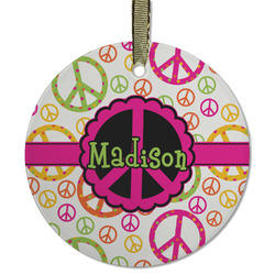 Peace Sign Flat Glass Ornament - Round w/ Name or Text