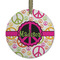 Peace Sign Frosted Glass Ornament - Round