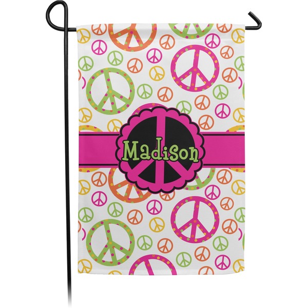 Custom Peace Sign Small Garden Flag - Double Sided w/ Name or Text