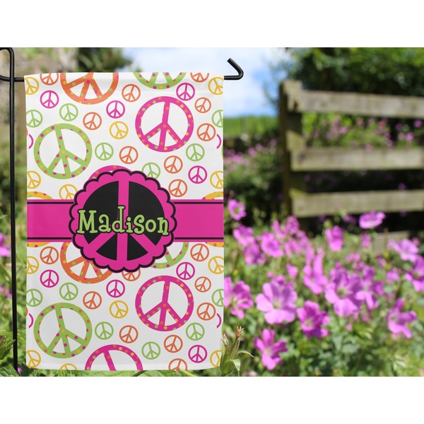 Peace Sign Garden Flag - Outside In Flowers