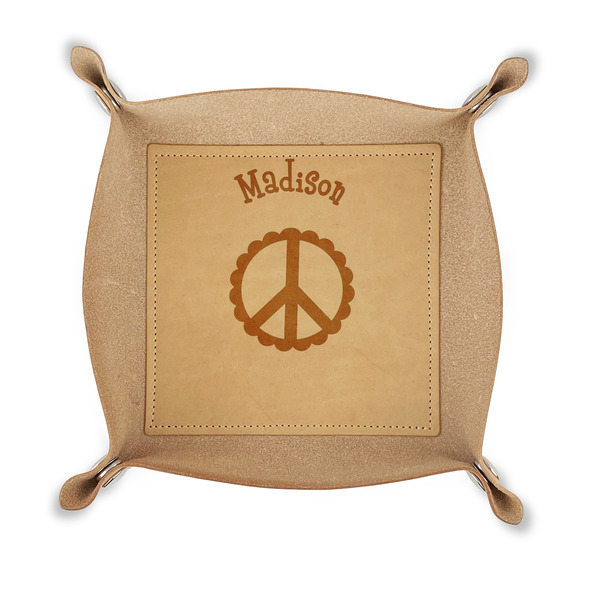 Custom Peace Sign Genuine Leather Valet Tray (Personalized)