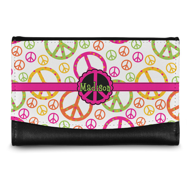 Custom Peace Sign Genuine Leather Women's Wallet - Small (Personalized)