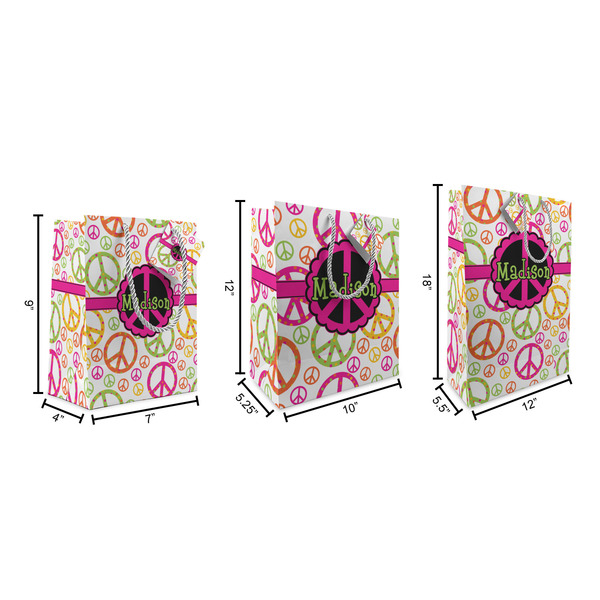 Peace Sign Gift Bags - All Sizes - Dimensions