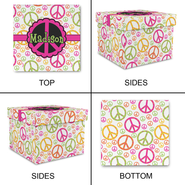 Peace Sign Gift Boxes with Lid - Canvas Wrapped - Large - Approval
