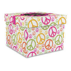 Peace Sign Gift Box with Lid - Canvas Wrapped - Large (Personalized)