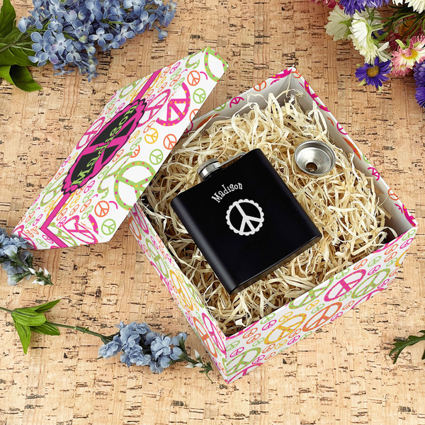 Peace Sign Gift Boxes with Lid - Canvas Wrapped - Large - In Context