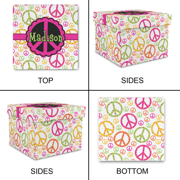 Peace Sign Gift Boxes with Lid - Canvas Wrapped - Medium - Approval