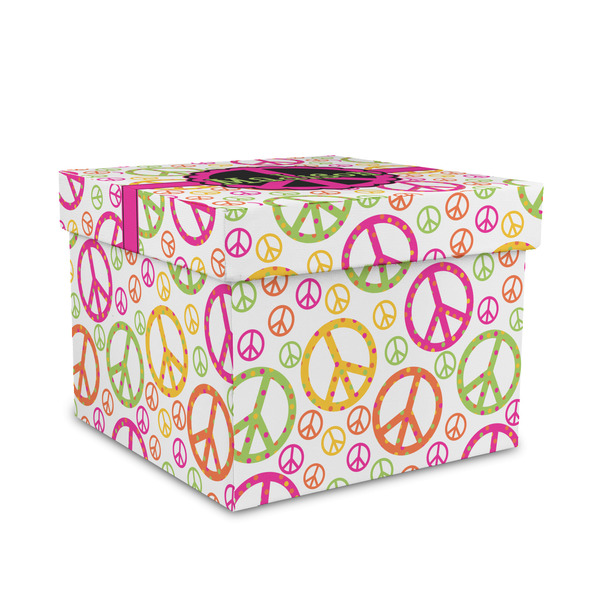 Custom Peace Sign Gift Box with Lid - Canvas Wrapped - Medium (Personalized)