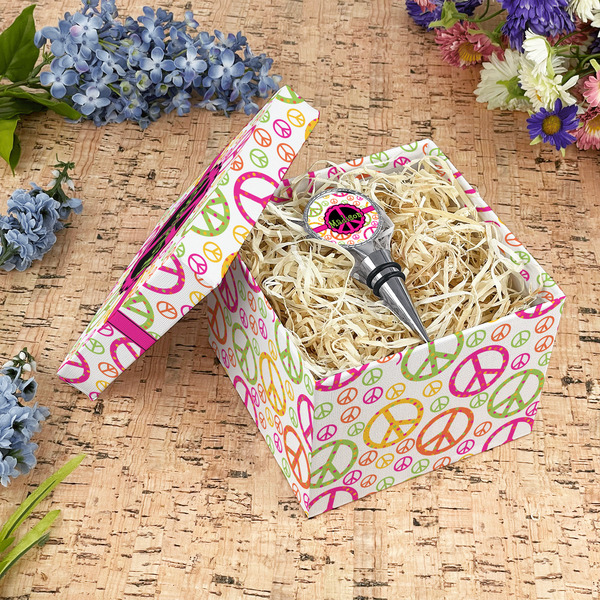 Peace Sign Gift Boxes with Lid - Canvas Wrapped - Medium - In Context