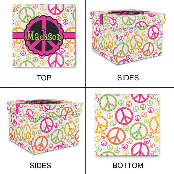 Peace Sign Gift Boxes with Lid - Canvas Wrapped - Small - Approval