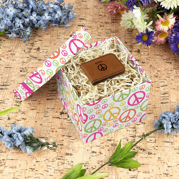 Peace Sign Gift Boxes with Lid - Canvas Wrapped - Small - In Context