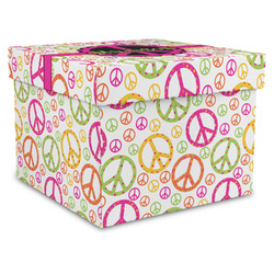 Peace Sign Gift Box with Lid - Canvas Wrapped - X-Large (Personalized)