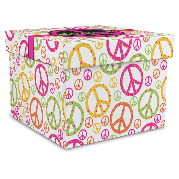 Custom Peace Sign Gift Box with Lid - Canvas Wrapped - XX-Large (Personalized)
