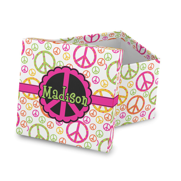 Custom Peace Sign Gift Box with Lid - Canvas Wrapped (Personalized)