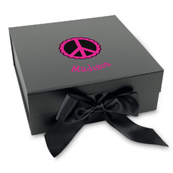 Peace Sign Gift Box with Magnetic Lid - Black